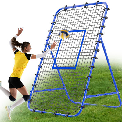 Adjustable Volleyball Rebounder Net 7x4 FT - Ultimate Training Equipment for Volleyball & Lacrosse Enhanced Bouncing System for Volleying, Bumping, and Spiking Drills