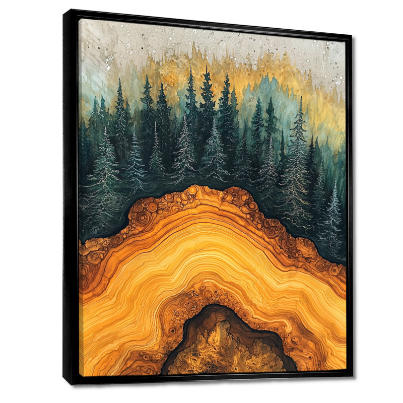 Forêt émeraude Ger Geralda, H 40 po x l 30 po, Reproduction avec cadre flottant, Noir