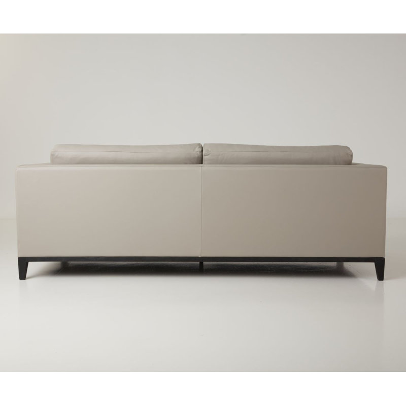 La Roux Leather Sofa, Smoke Genuine Leather, Black