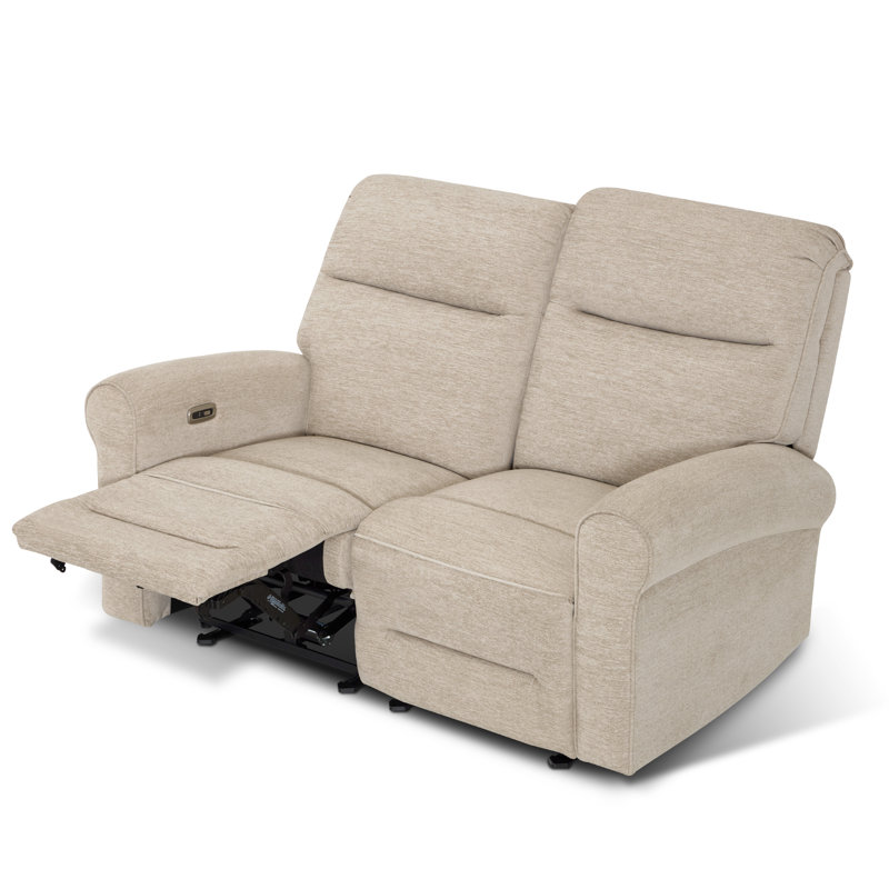 64.6" Wide zero clearance recliner  Power Recliner Loveseat Sofa, Reclining Loveseat for Small Space, Beige