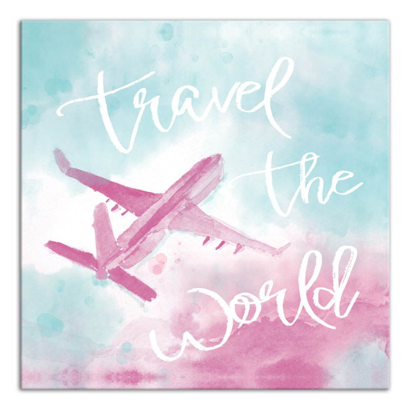 Travel The World Watercolor - Wrapped Canvas Textual Art, 20" H x 20" W x 1.25" D