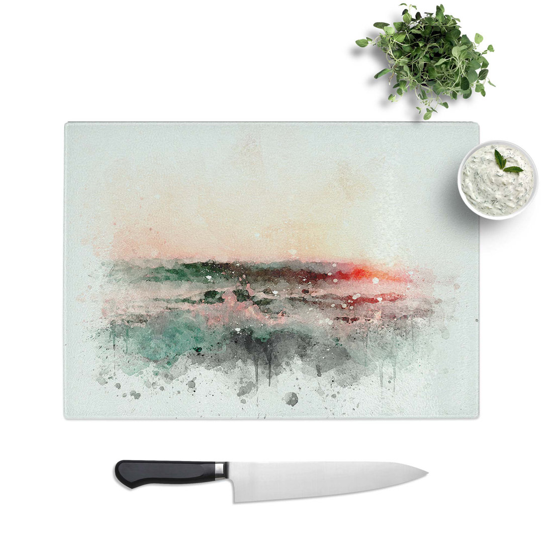 Tempered Glass Ocean Splash Chopping Board