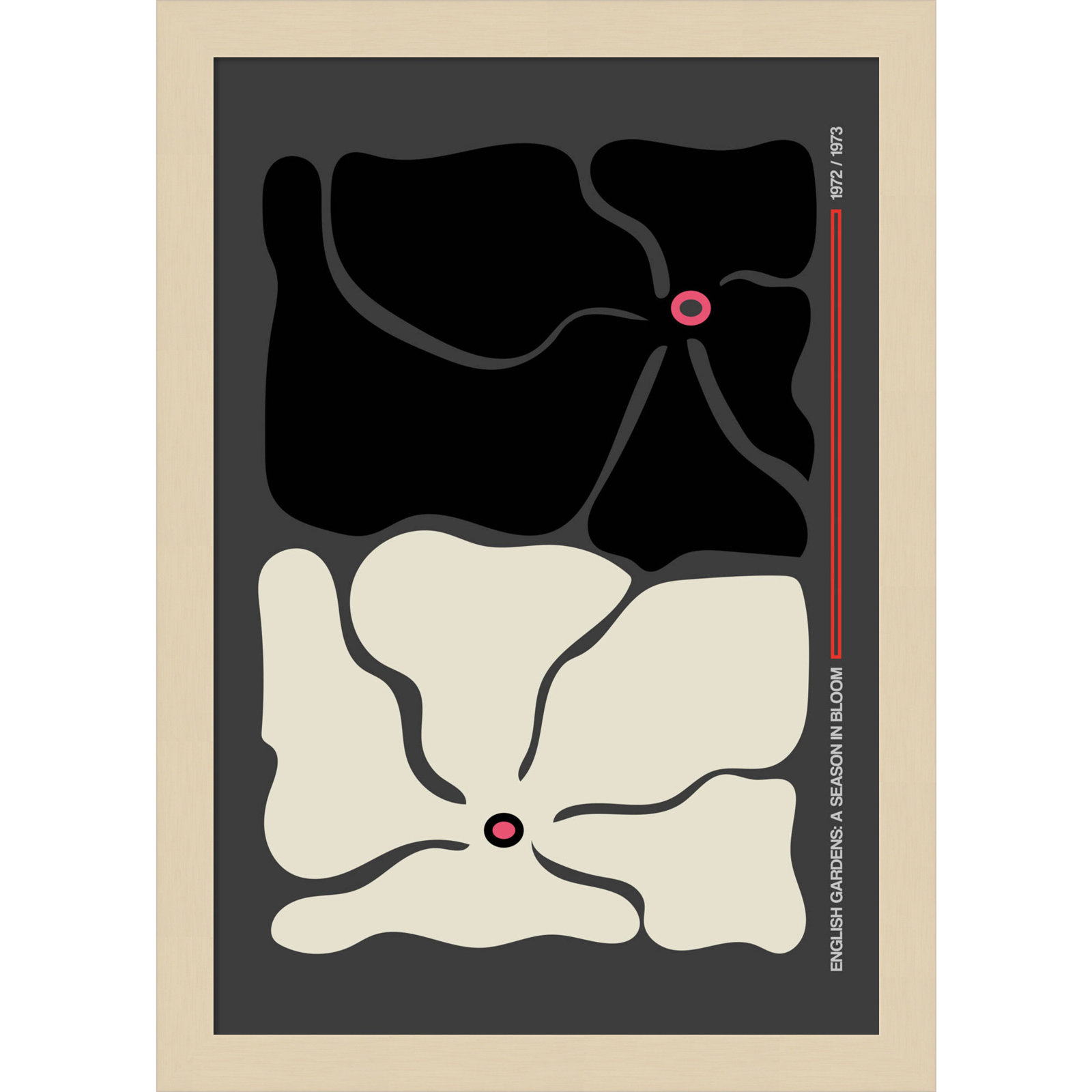 Two by Two Flower Grey Print, Brown, 17" H x 12" W x 1" D