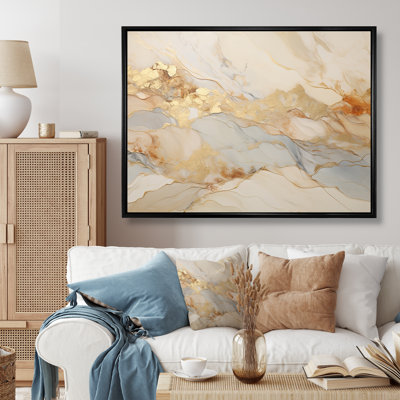 «I Beige And Gold Glacier Stone Art I», reproduction d'art sur toile abstraite