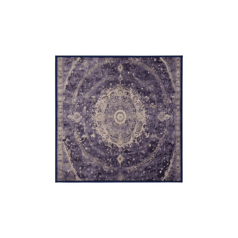 Machine Washable Purple Area Rug, Square 5'