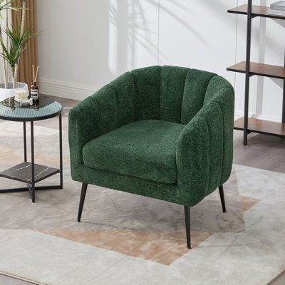 Chaise d'appoint 29,9 po en tonneau de meuble-lavabo moderne avec pieds en métal et pieds en métal et canapé capitonné Channel