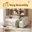Lit de jour simple rembourré avec lit gigogne, port USB, poches latérales, dossier à profil en V moderne, aucun sommier nécessaire, pour chambre à coucher, chambre d'amis-245330357