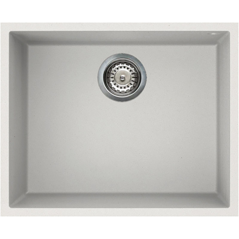 Quadra Single Basin Undermount Kitchen Sink, White Titan