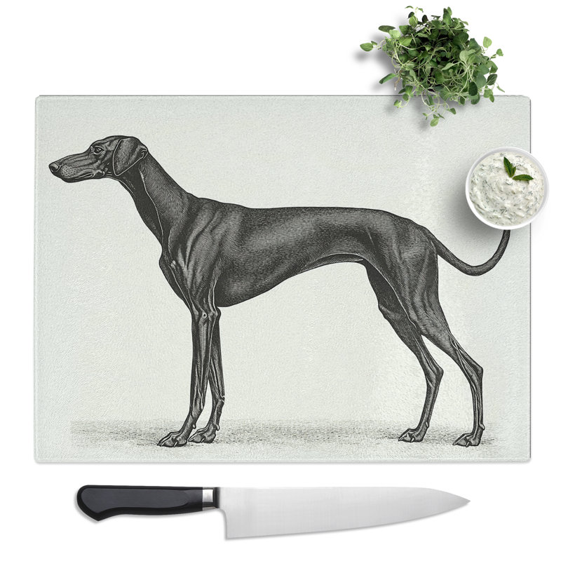Greyhound Design  Glass Chopping Board