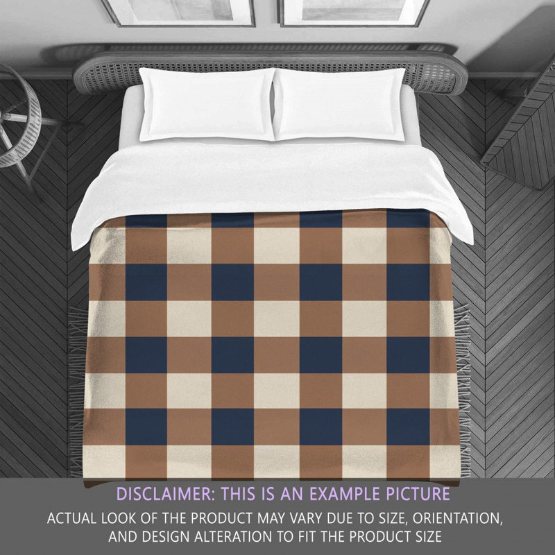 Gingham Comforter, Brown/Navy, King Comforter