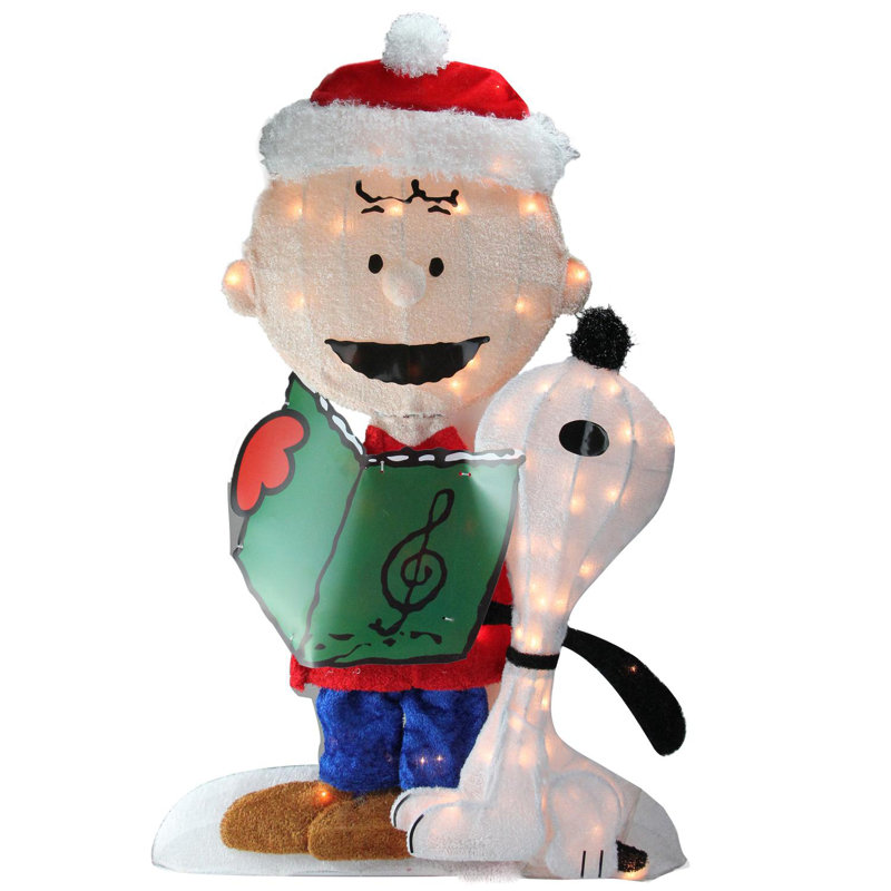Décoration de Noël 32 po pré-éclairée verte et blanche Charlie