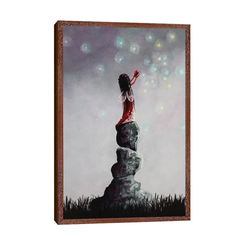 Little Garnet Fairy - Print on Canvas, 66.04 cm H x 45.72 cm W, Classic Brown Wood Framed