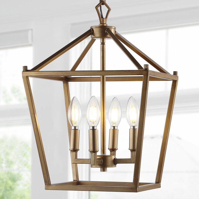 Joree 4 - Luminaire suspendu géométrique lanterne, H 18 po x l 12 po x P 12 po, Or antique