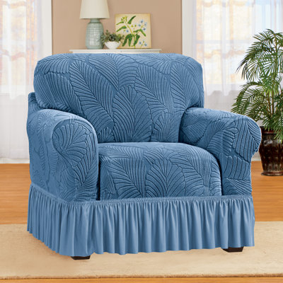 Textured Leaf Design Ruffled Skirt Slipcover
