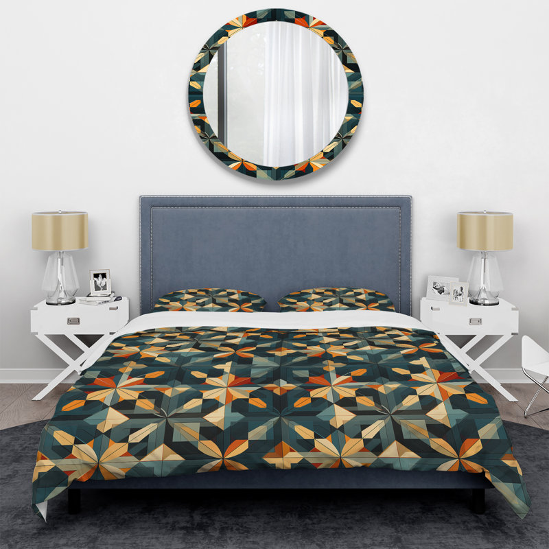 Classic Elegance Geometric Mosaic - Ensemble de housse de couette géométrique