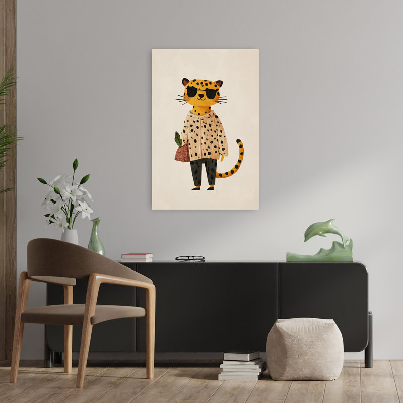 Leopard In Sunglasses Modern Cat Animal Urban Wall Art Print by Mathieu - Wrapped Canvas Print, 91.44cm H x 60.96cm W