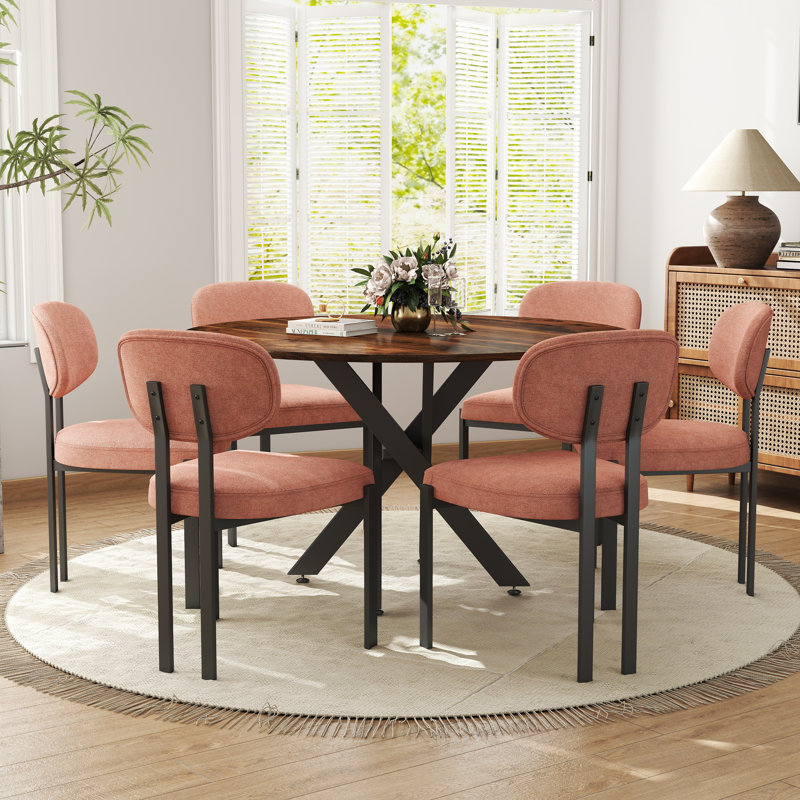 Ensemble de table ronde, Brun, 7, Orange