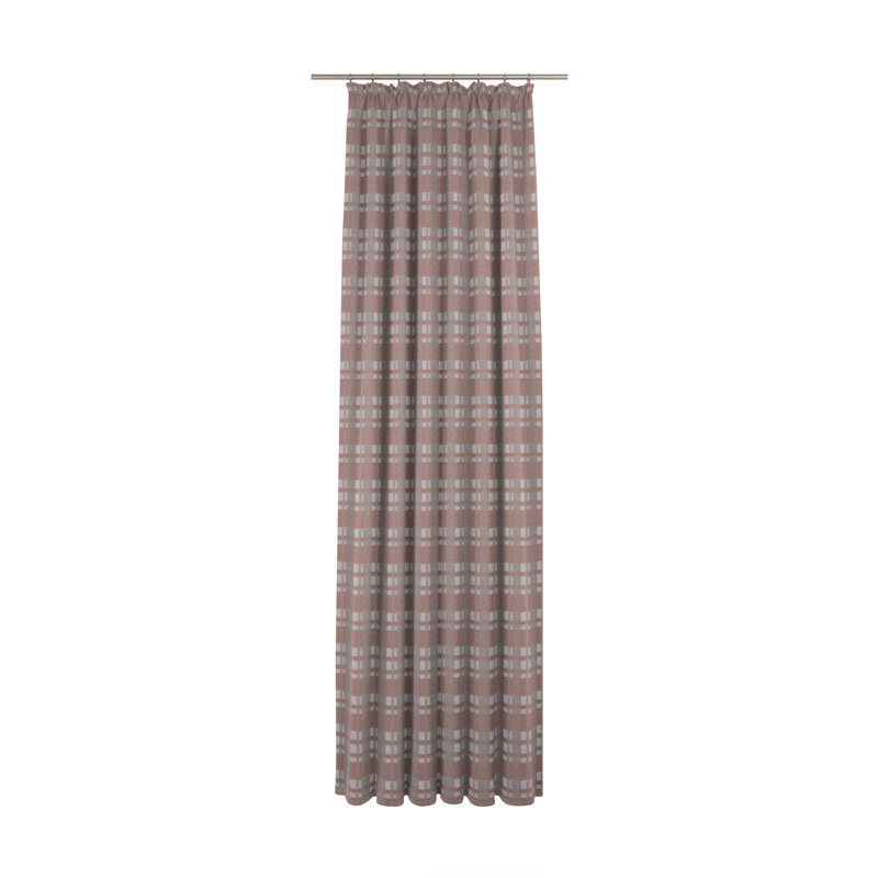 Devore Pencil Pleat Opaque Curtain, Pink/Grey, 175cm H x 132cm W