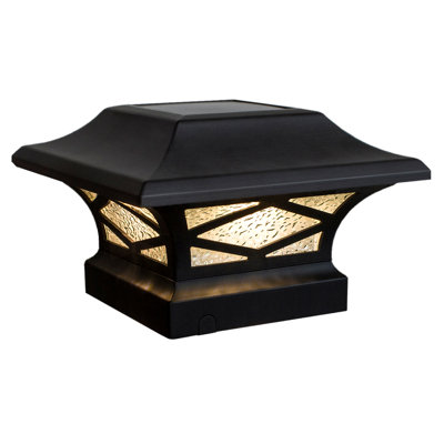Kingsbridge Solar Powered Integrated LED Aluminum Fence Post Cap Light 4 in. x 4 in. with Base Adapter Included