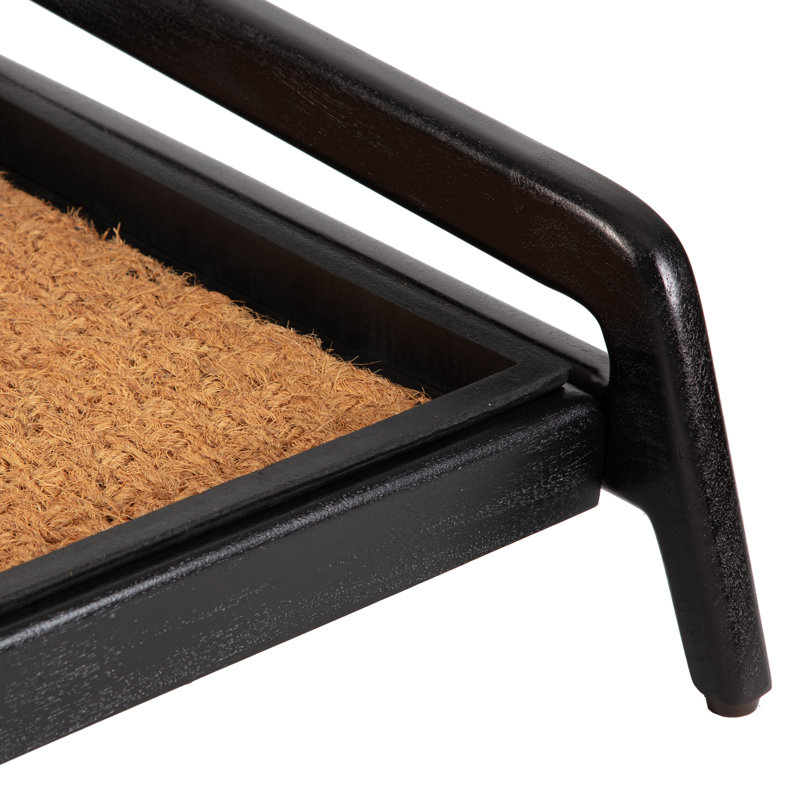 Support à bottes en bois massif de qualité supérieure avec tapis en fibre de coco naturelle - Rangement pour chaussures