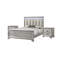 1pc grand lit à panneau avec éclairage à DEL intégré tête de lit capitonnée grain de bois gris doux mobilier en bois massif-293657791