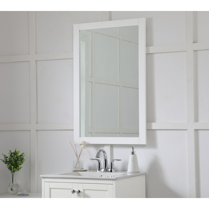 Metcalfe Solid And Engineered Wood Flat Wall Mirror, 36" x 24" , White