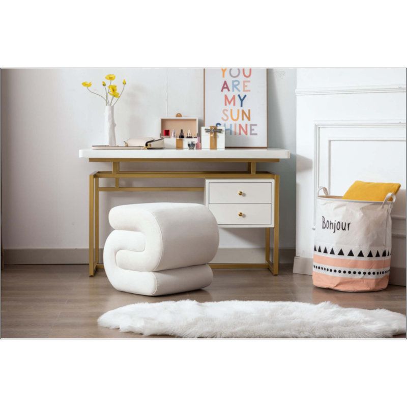 Repose-pieds en velours, Velvet, White