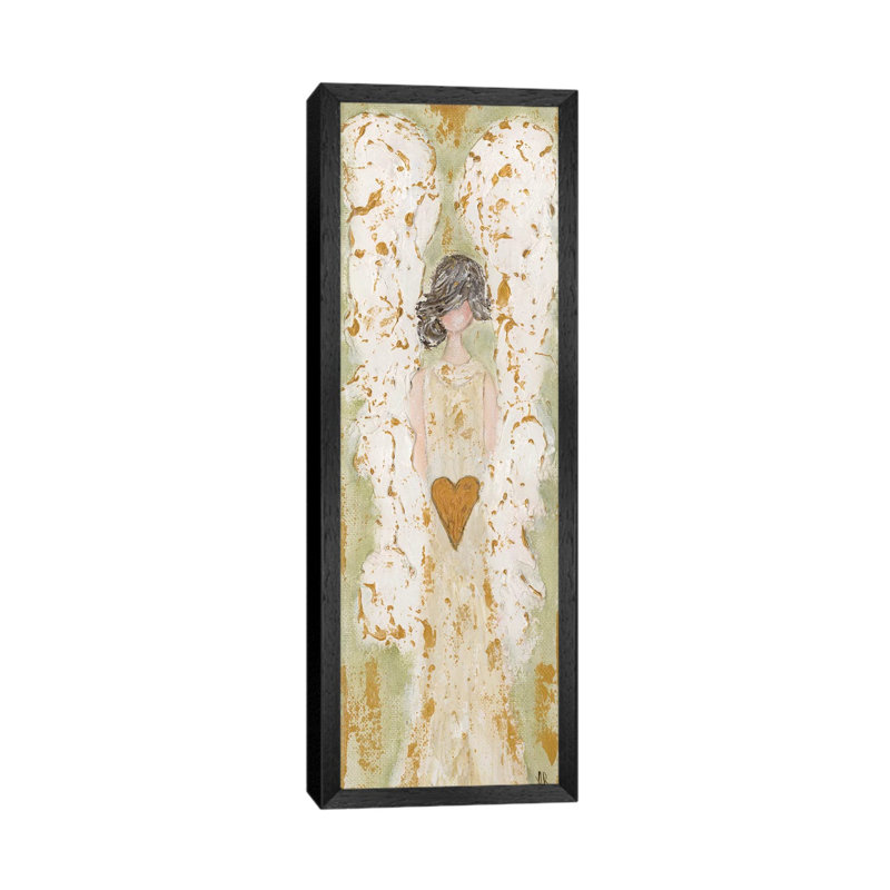 Green Angel by Ashley Bradley - Painting on Canvas, 30.48 cm H x 91.44 cm W, Black Framed