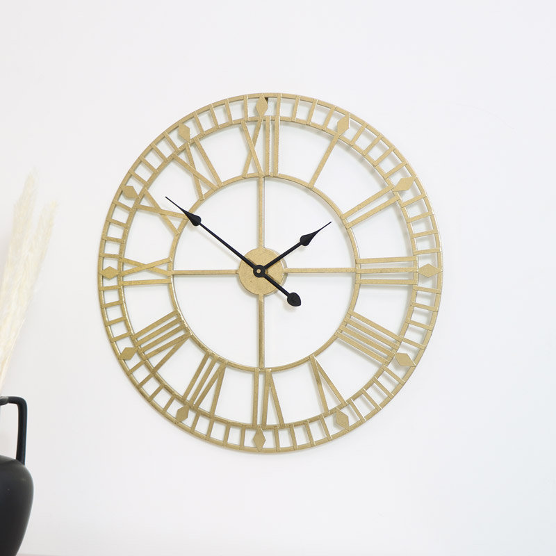 Lowman Metal Wall Clock, Gold/Black, Medium