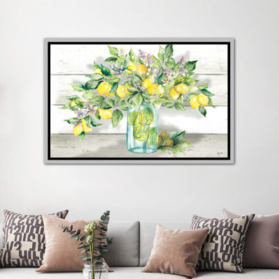 «Watercolor Lemons in Mason Jar Landscape» par Tre Sorelle Studios - reproduction d'art