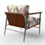 Chaise contemporaine rembourrée Boho - Fauteuil noir et orange à chevrons boho-101184836