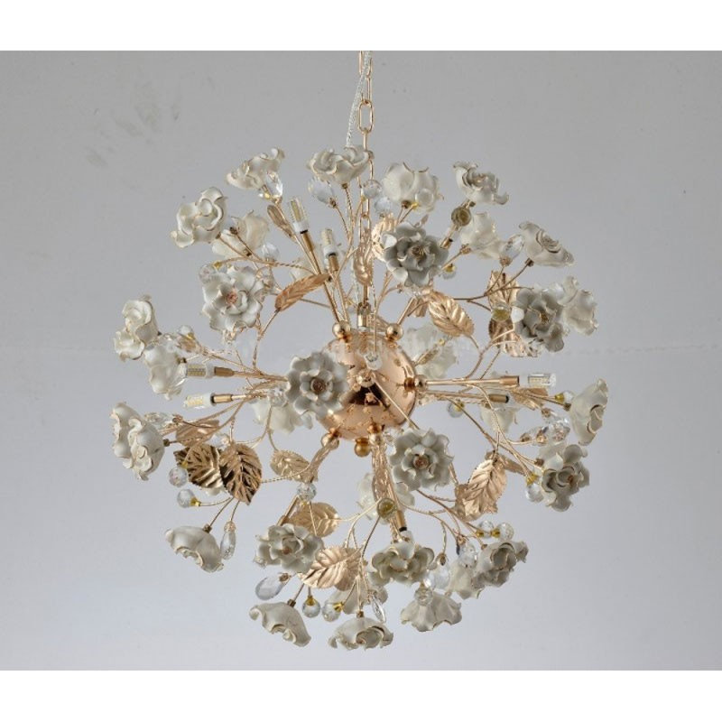 Lustre suspendu en porcelaine Josann, Rose, Fumée, 42" Width x 42" Length x 42" Height