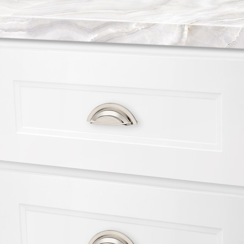 Polished Nickel Traditional Cup Pull with Mounting Hardware