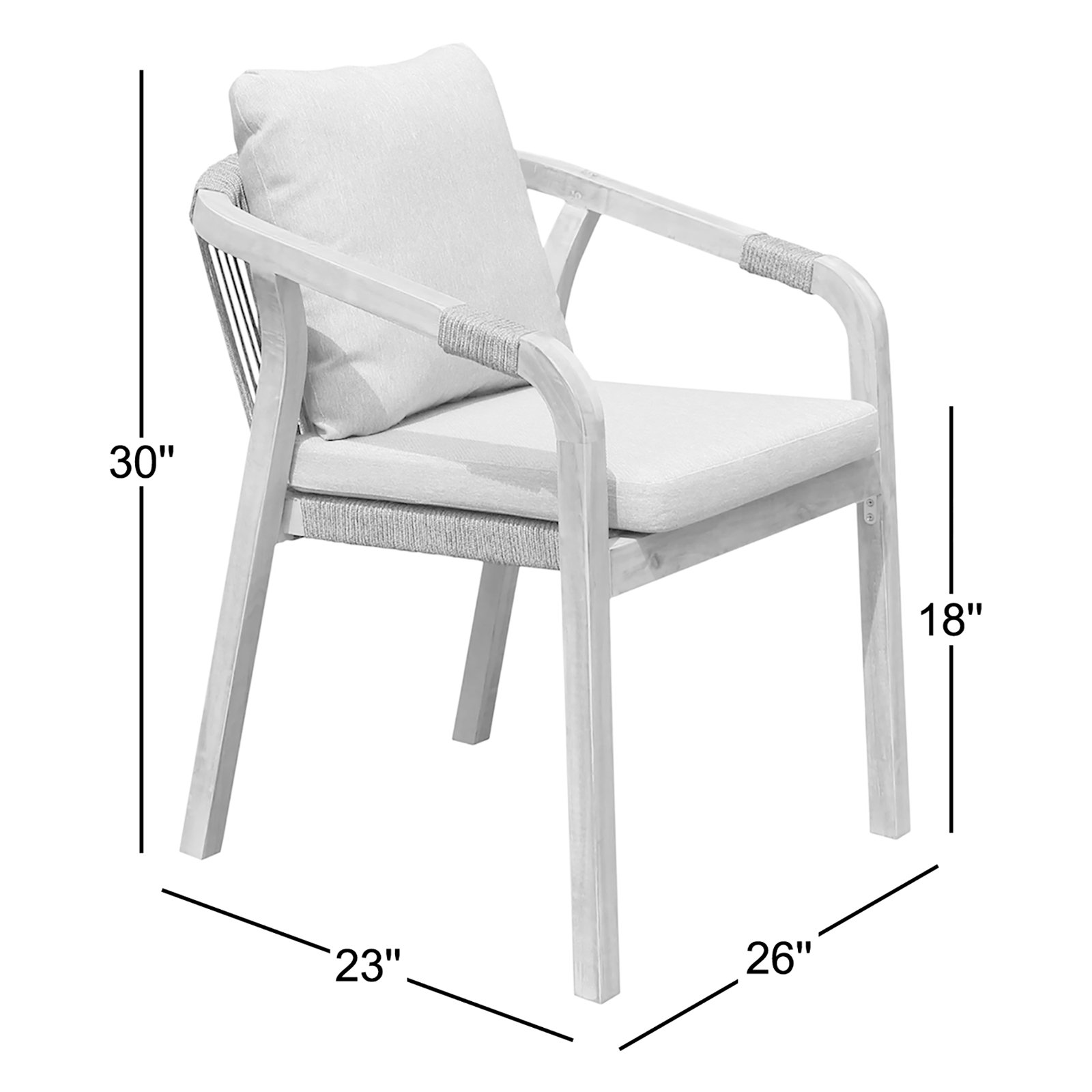 Joly Wood Premium All-Weather Wicker Outdoor Stacking Dining Armchair with Cushion, Gray
