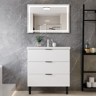 80 mm Freestanding Combined Vanity Unit with Integrated Resin Basin