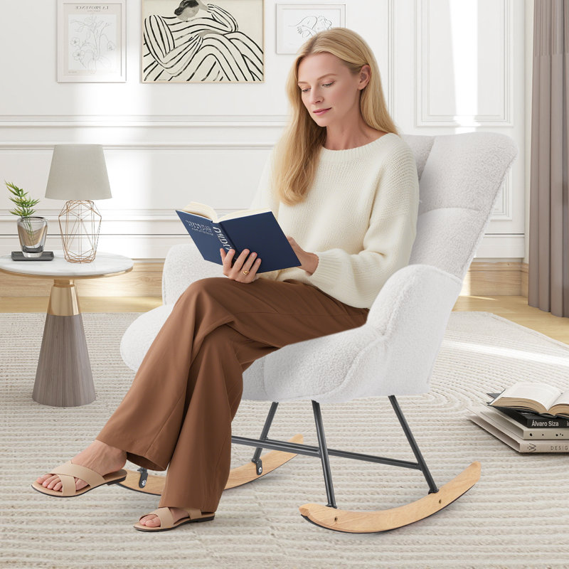 Solid + Manufactured Wood/Iron Rocking Chair, White