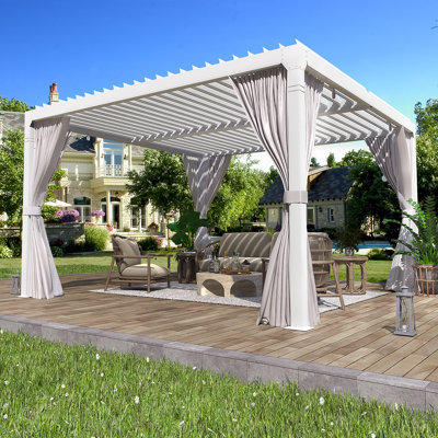 Pergola d'extérieur 10 x 10 pi avec toit ajustable et drainage caché - Pavillon de jardin en aluminium antirouille pour terrasse, jardin, terrasse et jardin