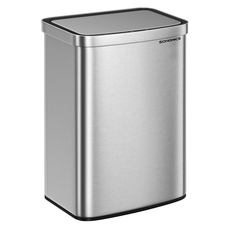 13.2 Gallon Steel Motion Sensor Odor Resistant Trash Can with 15 trash bags, Silver