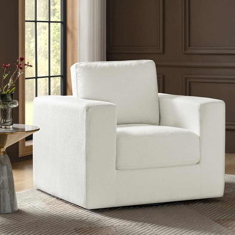 Chaise berçante pivotante à housse Carley, Ivoire ivoire