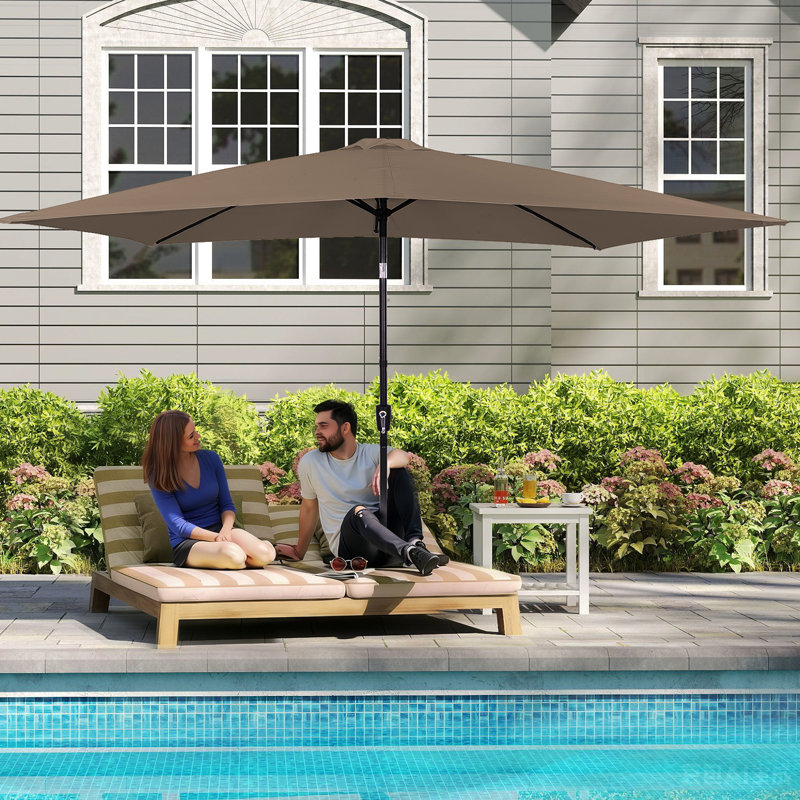 3M Large Square Paraso with UV, Garden Sun Shade Canopy Patio Outdoor Umbrella, Khaki