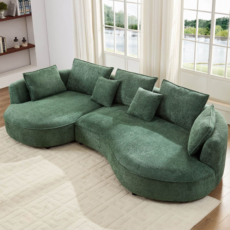Canapé modulaire incurvé surdimensionné 124,8 po, Boucle verte, Orienté à gauche (vu de face)