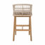 Ensemble de 2 tabourets de bar d'extérieur en bois et bois fini teck avec coussin beige