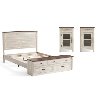 Farmhous 3-Piece Bedroom Set Include Bed Frame And Two Nightstands3-Piece Bedroom Set Include Bed Frame And Two Nightstands