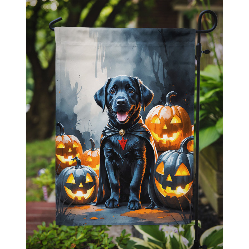 Drapeau de jardin chiot Halloween, Labrador noir retriever