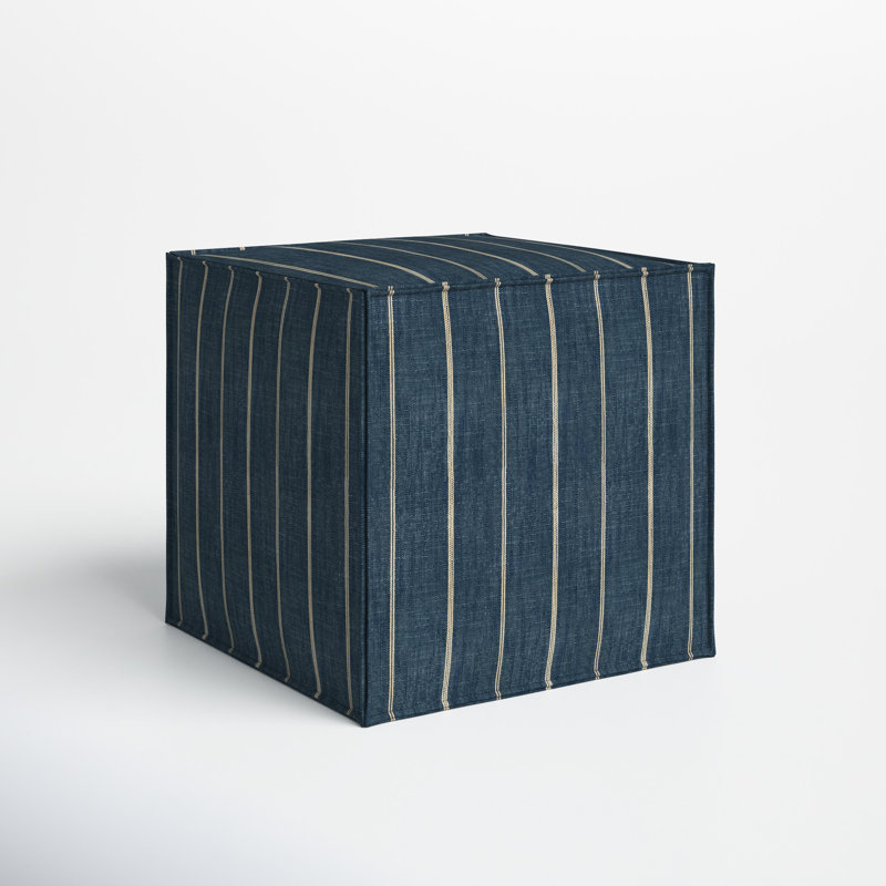 Cohle 19'' Wide Square Cube Ottoman, Fritz Indigo Stripe
