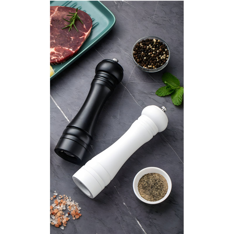 Moulin à poivre de 8 pouces avec finition de peinture en polyuréthane - grosseur réglable pour le poivre, le sel et les épices fraîchement moulus - Essentiel de cuisine durable pour la cuisine maison