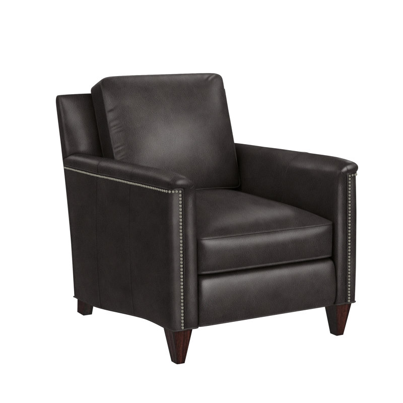 Davidson Armchair, Pewter, New Classiques, Aline Light Grey Genuine Leather