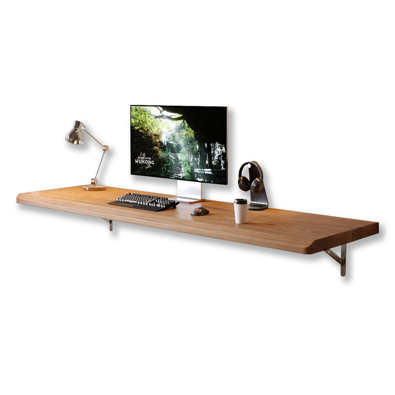 Burlywood Rectangular Solid Wood Floating Desk, 1.77"H*62.99"W*19.69"D