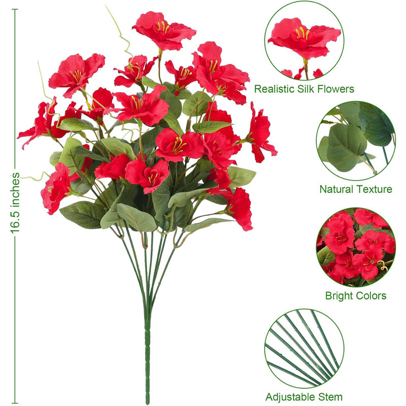 8 paquets de fleurs d'hibiscus artificielles rouges