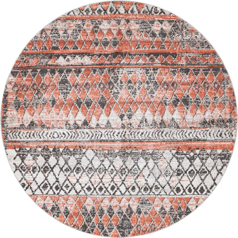 Geometric Indoor Rug, Round 7'1"